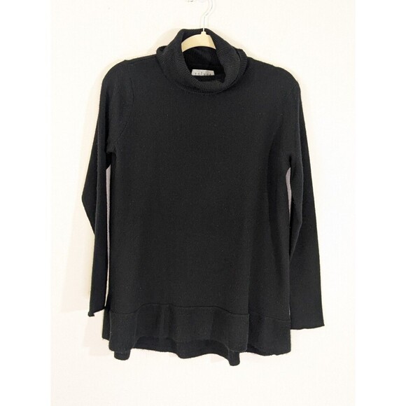 Velvet Graham & Spencer 100% Cashmere Black Turtleneck Sweater Slouchy Relaxed - Picture 1 of 8